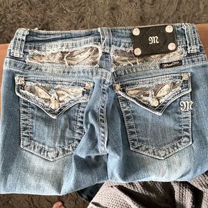 Miss Me mid-rise boot cut, grey and silver bling